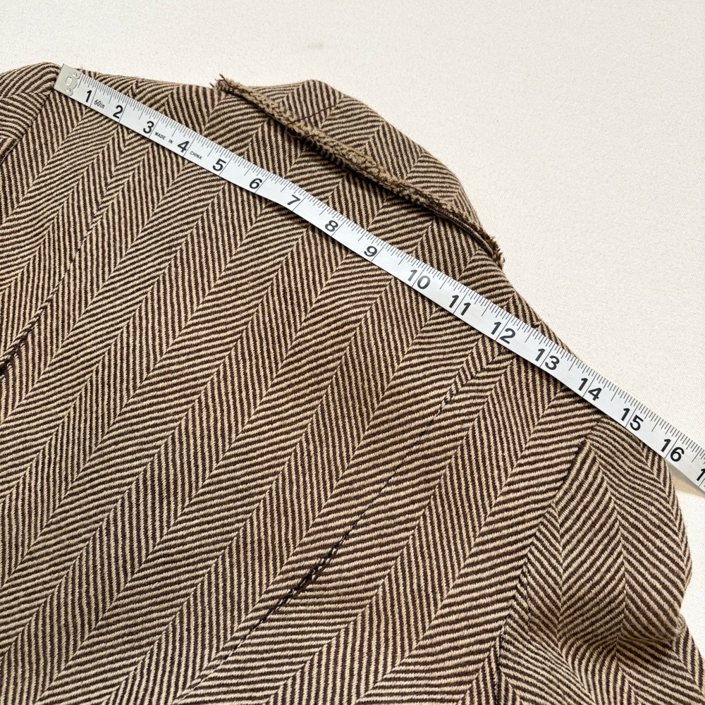 Bob Marley Wool Herringbone Blazer with Brown Leather Accents sz 4 - Picture 14 of 15